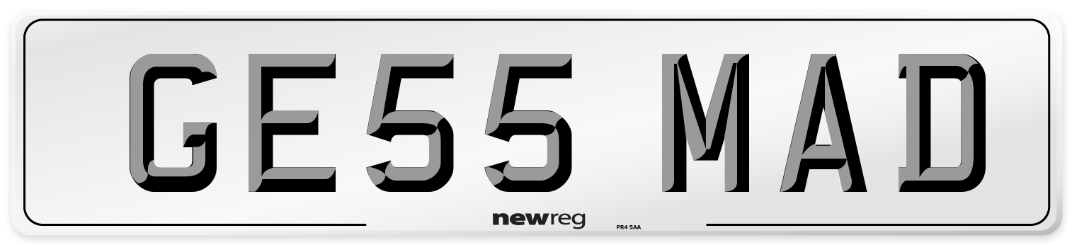 GE55 MAD Number Plate from New Reg